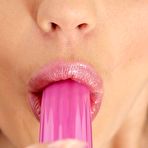 Third pic of Nasty filly Evelyn Baum taking her pink lingerie off and enjoying fucking her cute pink dildo.