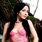 First pic of The brunette girl Night A is naked on the tree looking like a real meadow nymph