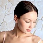 First pic of Brunette Loreen A slowly sliding her lace nightie down and uncovering the tits and cunt