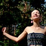 Fourth pic of Lovely and cheerful brunette Loreen A takes off her dress outside and teases with her bod