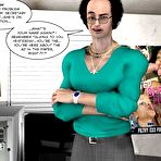 First pic of Pornstar production 3D xxx comics: voyeur anime hentai cartoon story about first time nude posing and flash pussy lips masturbation solo of average brunette hairless slut in british firm office and private porn studio