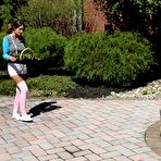 First pic of Fetish crazy brunette August Ames spreads her lips to make way for a golden stream.