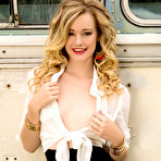 Second pic of Olivia Preston wears nothing but red lipstick and black stilettos