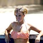 Fourth pic of Busty Maria Fowler sexy in bikini pollside shots