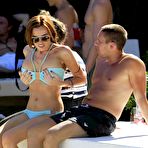 First pic of Maria Fowler sexy in blue bikini poolside shots