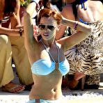 Third pic of Maria Fowler sexy in blue bikini poolside shots