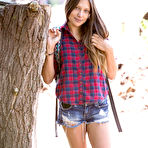 First pic of Slender amateur babe Ivanna undressing outdoors at PinkWorld Blog