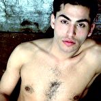 Third pic of Italian gay hairy macho xxx solo: amateur young gay twink man from escort service posing nude and playing with 10 inch cock penis or 19YearOld european stud jerking his long male dick