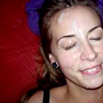 Fourth pic of The tattoed gf gets facialized after sucking