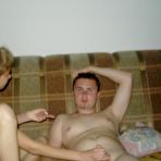 Second pic of Pretty shaved gf gets fucked on the couch