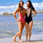 First pic of Seducing lesbians Aubrey FTV and Mary are willing to lose off their bikinis at the sea