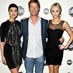 Third pic of Morena Baccarin posing for paparazzi in short black dress