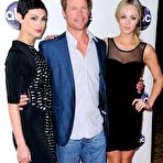 Fourth pic of Morena Baccarin posing for paparazzi in short black dress