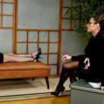 First pic of Dom Kym Wilde fucks Brooke Bound with no mercy with strapon after stuffing panties in her pussy