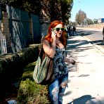 First pic of Red-haired teen Dani Jensen and busty milf blonde get their shaved snatches fingered and fucked