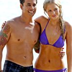 Second pic of Samara Weaving in blue bikini on the beach in Honolulu