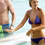 Third pic of Samara Weaving in blue bikini on the beach in Honolulu