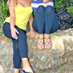 Fourth pic of Two blondes with shaved pussies Dylan Riley and Molly Cavalli play with violet and gray dildos