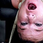 Fourth pic of SexPreviews - London River high heels brunette in wrap bondage is deepthroated by maledoms