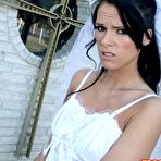 First pic of Very beautiful bride Jennifer Dark takes gigantic black snake in her bald pussy