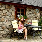 First pic of Kinky bimbo Eufrat is outdoor with pussy lips stretched by the pins and vagina toy filled