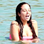 Second pic of Tulisa Contostavlos in pink swimsuit on the beach