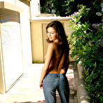 Second pic of Wonderful brunette Amy Reid with amazing perky boobs strips naked in the shadow