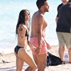 Second pic of Zoe Kravitz in black bikini on a beach