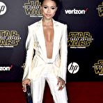 Fourth pic of Karrueche Trans no bra under white jacket at Star Wars The Force Awakens premiere