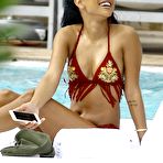 First pic of Karrueche Tran in bikini at the pool at her hotel