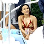 Third pic of Karrueche Tran in bikini at the pool at her hotel