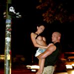 Third pic of Celia Jones shows her tiny bare ass and big round boobs in the street in the evening