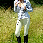 Fourth pic of The luscious Lady Sonia makes guy sniff her ass and tramples his body outdoor