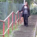 First pic of PinkFineArt | Brunette Pisses On Steps from Got2Pee