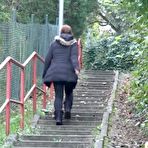 Fourth pic of PinkFineArt | Brunette Pisses On Steps from Got2Pee