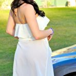 First pic of Shameless brunette Aurora FTV uncovers the free access to her naked tits and pussy outdoor