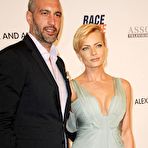 Third pic of Jaime Pressly slight cleavage in night dress