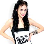 First pic of Cute brunette Aiden Ashley shows her little figure after taking off her clothes and teasing.