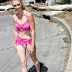 First pic of Hot blonde Sunset Diamond has cum all over her face after BJ on half dozen black shafts