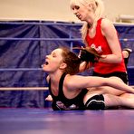 Third pic of Seducing lesbian babes Alexa Wild and Irina Bruni play wild lesbian games on the ring