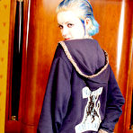 Third pic of Inked up alt model Rachel Face with pierced nipples strips down to her stockings