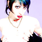 Third pic of Skinny goth girl Stephanie Slaughter with raven hair and pale skin exposes her slit