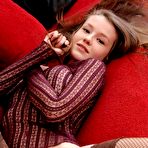 Third pic of Glamourous Euro adolescent Emily Bloom showing off fixed wazoo in damp nylons