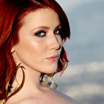 Second pic of Elle Alexandra Waifish Redhead Strips Lingerie by the Pool
