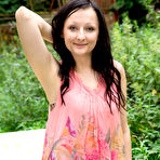 First pic of Rosalyn is showing taking down her panties and peeing outside at PinkWorld Blog