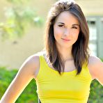 First pic of Hot teen brunette Emily Grey sets nude ass on the ground and plays with the cunt