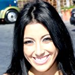 Third pic of Very horny threesome with lusty brunette Kimberly Gates satisfied by two black cocks