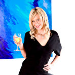 First pic of When black dress is stripped sexy blonde Vicky D poses in chic white lingerie and stockings