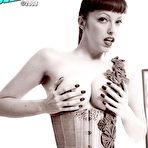 Second pic of Retro-style black-and-white photos of Emily Marilyn posing in super sexy lingerie