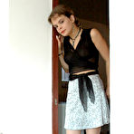 First pic of Hot housewife teasing a service man with her upskirt look and nyloned legs